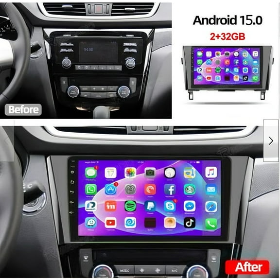 Molaner Car Radio Stereo Compatible with Nissan Rogue MK2 X-Trail Qashqai 2014-2019, 10" Android 13 Touchscreen with Wireless CarPlay & Android Auto, WiFi, GPS, FM RDS, Backup Camera, 2+32G