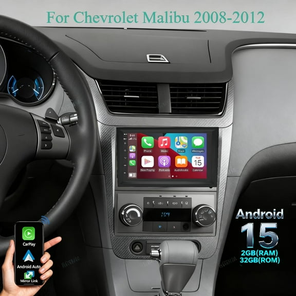 Molaner Car Radio Stereo Fit for Chevrolet Malibu 2008-2012, 7" Touch Screen Android 15 Fit for Wireless/Wired Carplay Android Auto GPS Navigation Bluetooth Head Unit, 2+32G