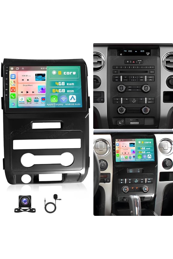 Car Radio Stereo for Ford F150 2009-2014, Android 13 Auto Head Unit with 9 Inch Touchscreen, Wireless Carplay, GPS, WiFi, Bluetooth, FM, AM, RDS, SWC, 4+64G