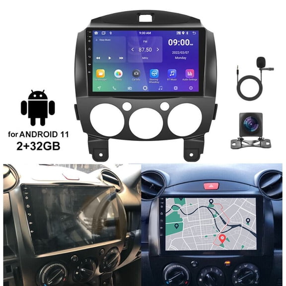 Corfhy Car Radio Stereo for Mazda 2 2007-2014 Android 13 with Wireless Carplay Android Auto, 9 inch Touch Screen with GPS WiFi Bluetooth FM SWC,2+32G