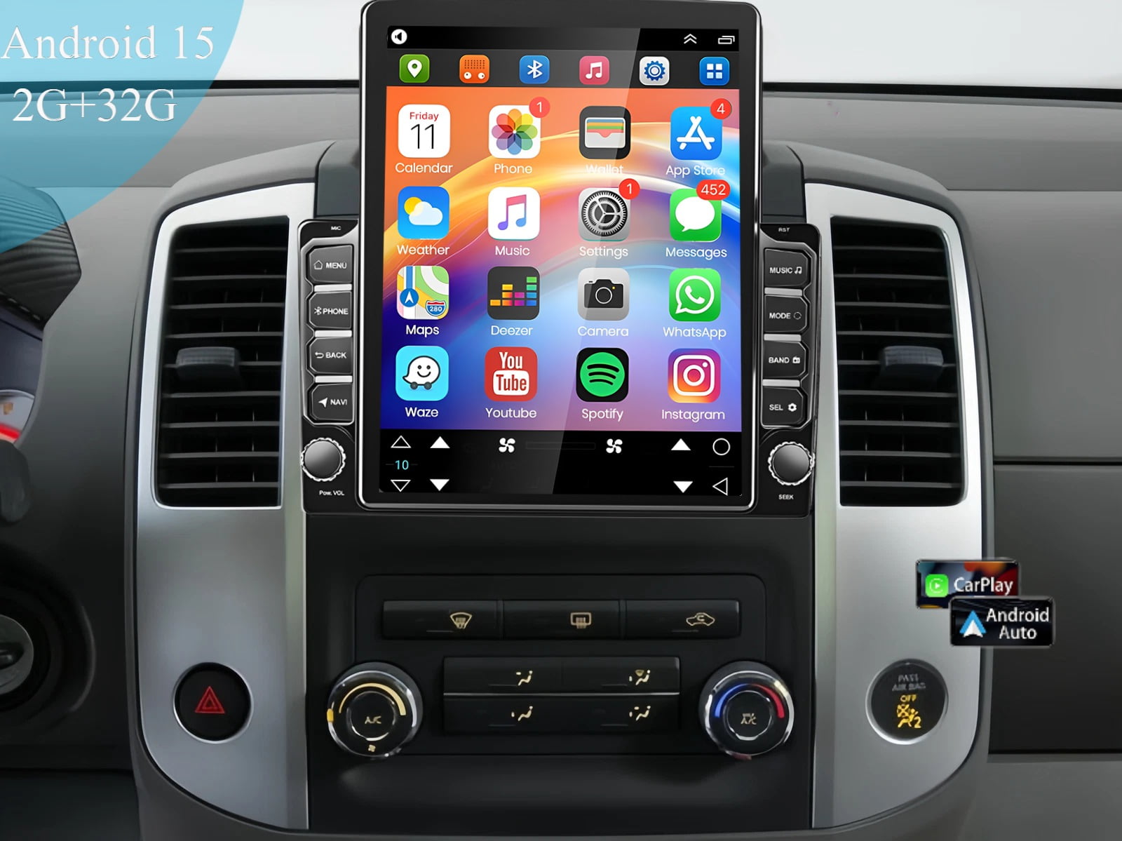 Molaner Car Radio Stereo for Nissan Frontier 2015-2021 9.7 inch Touch Car Stereo Upgrade Fit for Wireless Carplay Andriod Auto Bluetooth Backup Camera GPS SWC, 2+32G