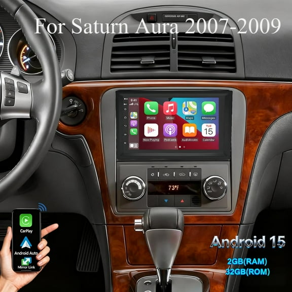 Molaner Car Radio for Saturn Aura 2007-2009 Android 15 Fit for Wireless CarPlay/Android Auto, 7" Touch Screen/GPS Navigation/Bluetooth/FM, 2+32G
