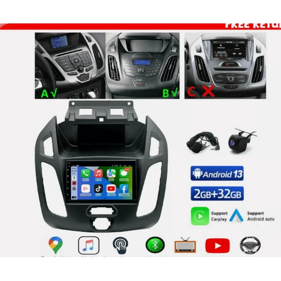 Molaner Car Stereo for Ford Transit 2014-2018, 9 inch IPS Android 14 Touch Screen Car Radio with Wireless Carplay/Android Auto,GPS, WiFi, Bluetooth,FM, 4+64G
