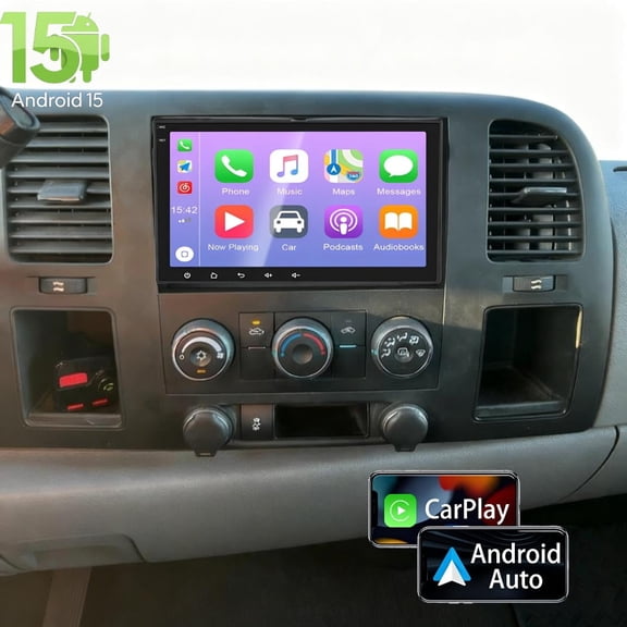Molaner Car Stereo Radio for Chevrolet Silverado 1500HD 2007-2014 Fit for Carplay/Android Auto,8 inch IPS Touch Screen Android 15 with GPS Navigation Bluetooth WiFi Mirror Link, 2+32G