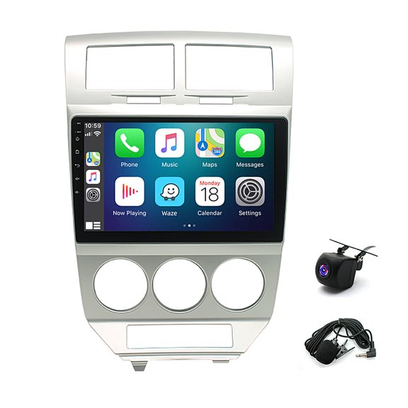 Corfhy Car Stereo Radio for Dodge Caliber 2007-2009 Silver Manual Air Conditioner,Android 13 Car Dash GPS Navigation Unit with Wireless Carplay,Android Auto, 2+32 G