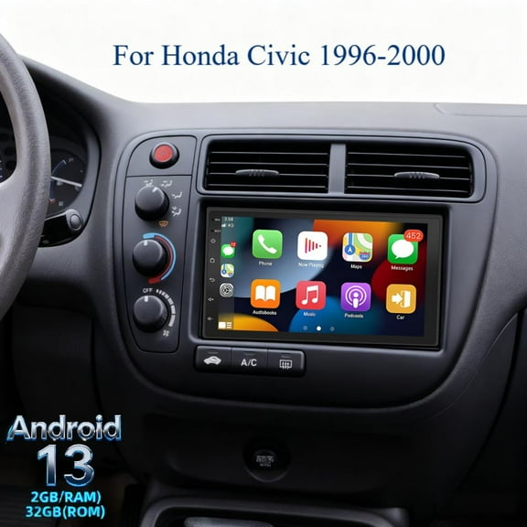 Molaner Double DIN Radio for Honda Civic 1996-2000 Upgrade, Fit for Carplay Android Auto 7 inch Touch Screen Android 13 Support SWC GPS Navigation WiFi BT, 2+32G