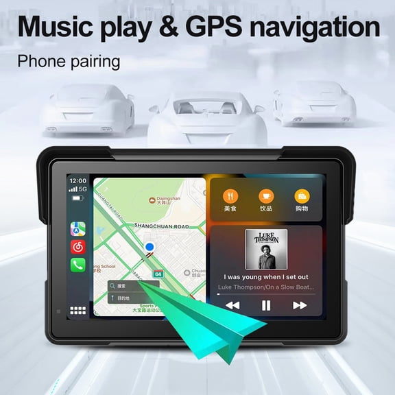 Molaner HD IPS Touch Screen Portable Wireless GPS Navigation for Motorcycle, Fit for Carplay & Android Auto, 7-inch IP67 Waterproof, BT/WiFi, Loop Recording, Auto Brightness