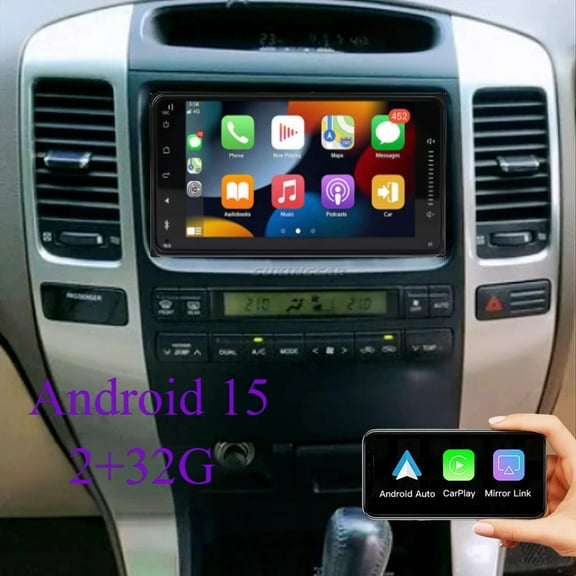Molaner Radio for Toyota Prado 1996-2009 7 inch Android 15 Fit for Wireless Carplay & Android Auto Built in DSP, Bluetooth, MirrorLink, SWC, FM/AM, WiFi, 2+32G