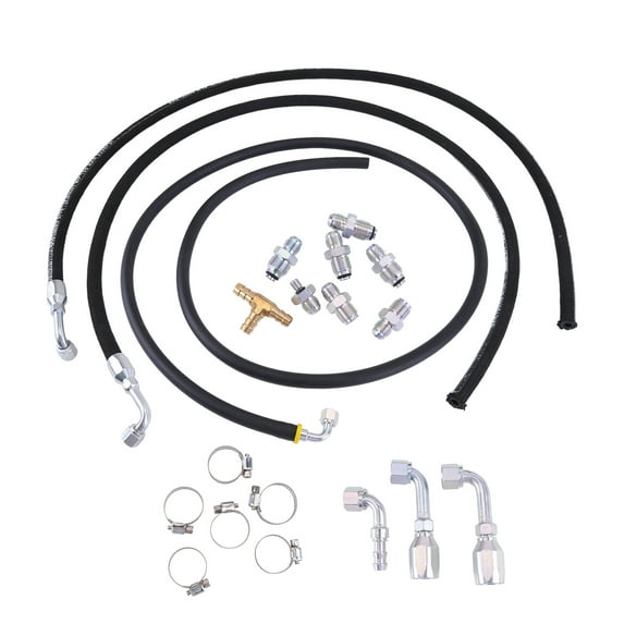 Molaner Universal Power Steering Hose Kit for Hydroboost Fit Heavy Duty Rubber & Brass Lines
