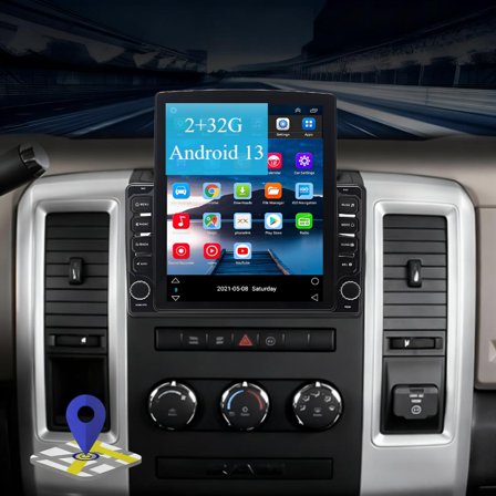 Molaner Upgrade Wireless Double Din Car Stereo for Dodge RAM 2009-2012 Fit for Carplay&Android Auto, 9.7 " Android 13 Touchscreen with Bluetooth GPS Navi,BT,WiFi,Mirror Link,SWC, 2+32G