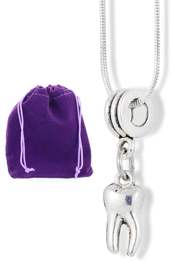 Molar Tooth Charm Snake Chain Necklace