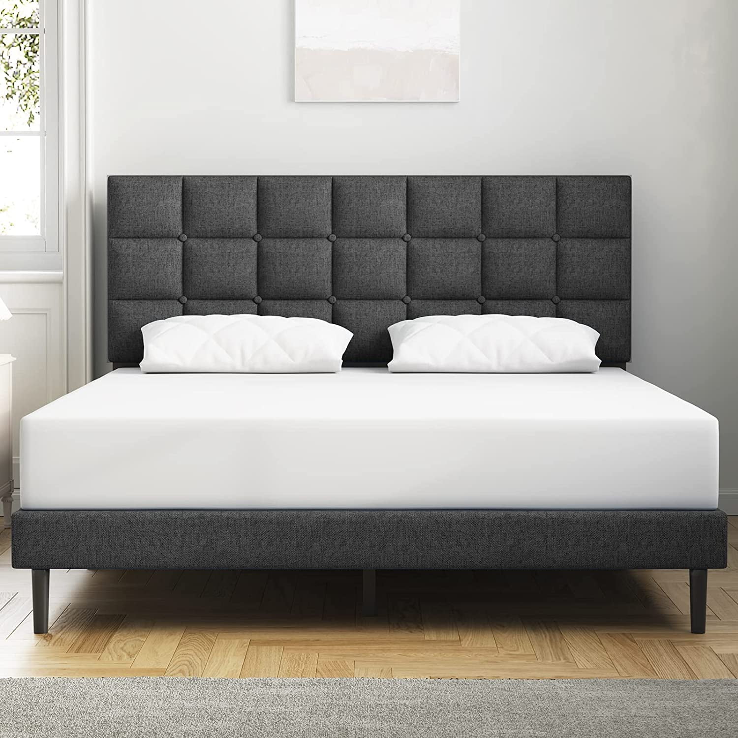 Molblly Full Bed Frame Upholstered Platform with Headboard and Strong ...