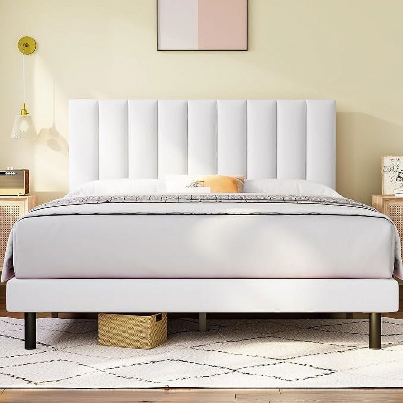 Molblly Full Size Bed Frame Upholstered Platform With Headboard And ...