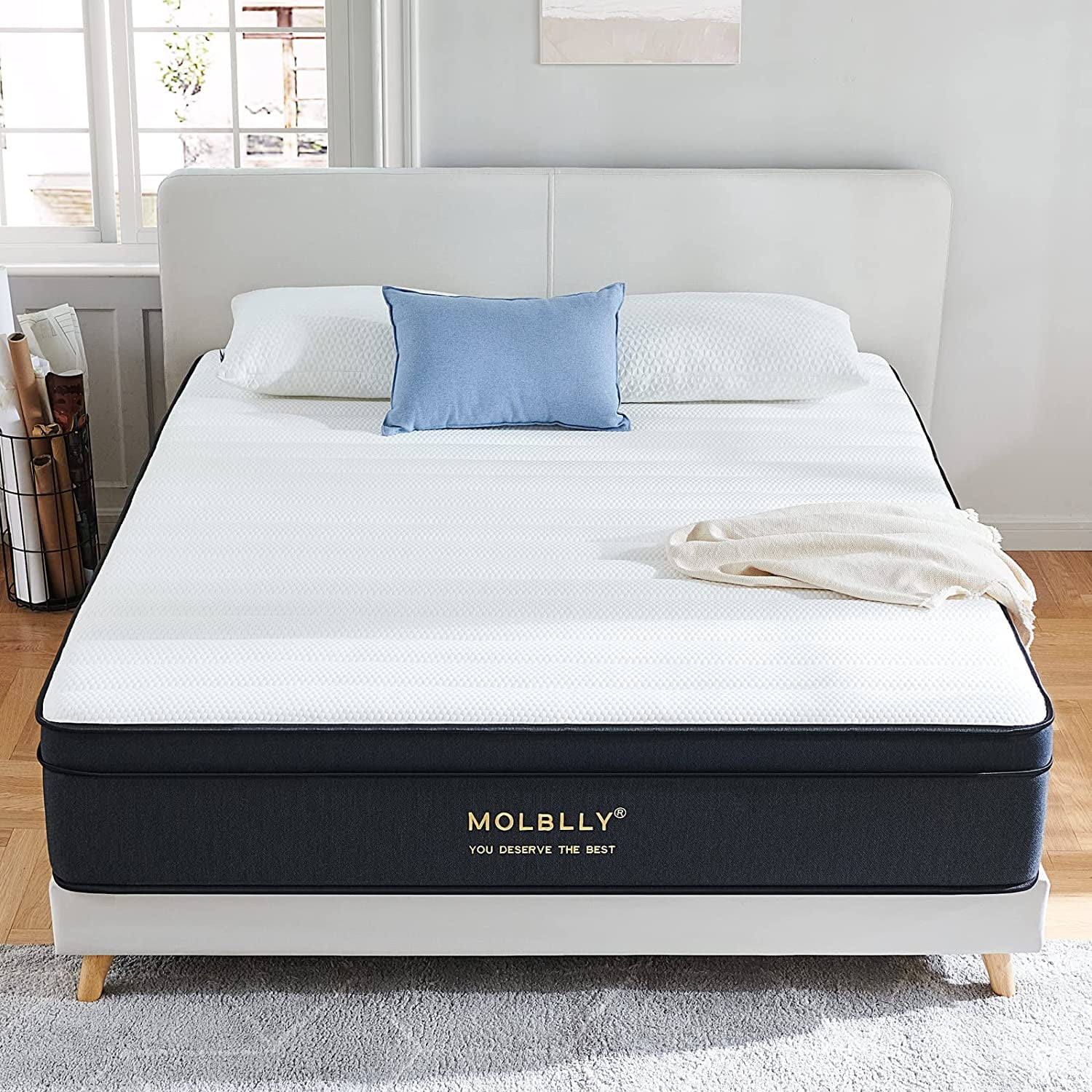 Molblly Queen Mattress 12 Inch Hybrid Mattress in a Box with Gel Memory
