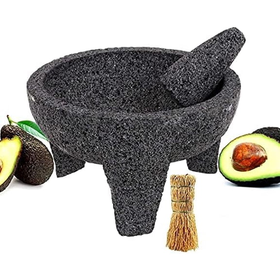Molcajete 8 Mortar & Pestle Salsera Salsa Guacamole Tejolote Lavastone Aztec Mayan Toltec Volcanic Rock Ancient Traditional Pre-Hispanic Antique Grinding Stone Metlapil Bowl