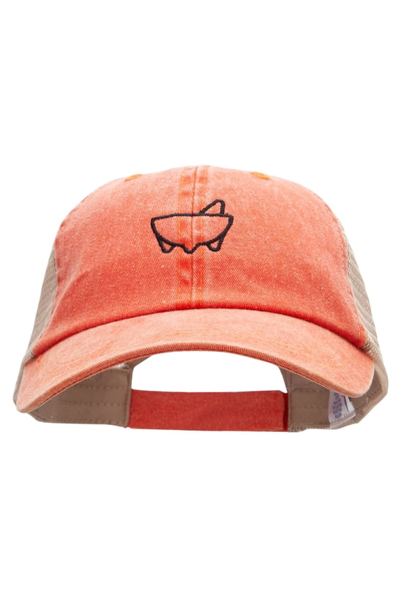 Molcajete Embroidered Washed Trucker Cap - Orange Tan OSFM