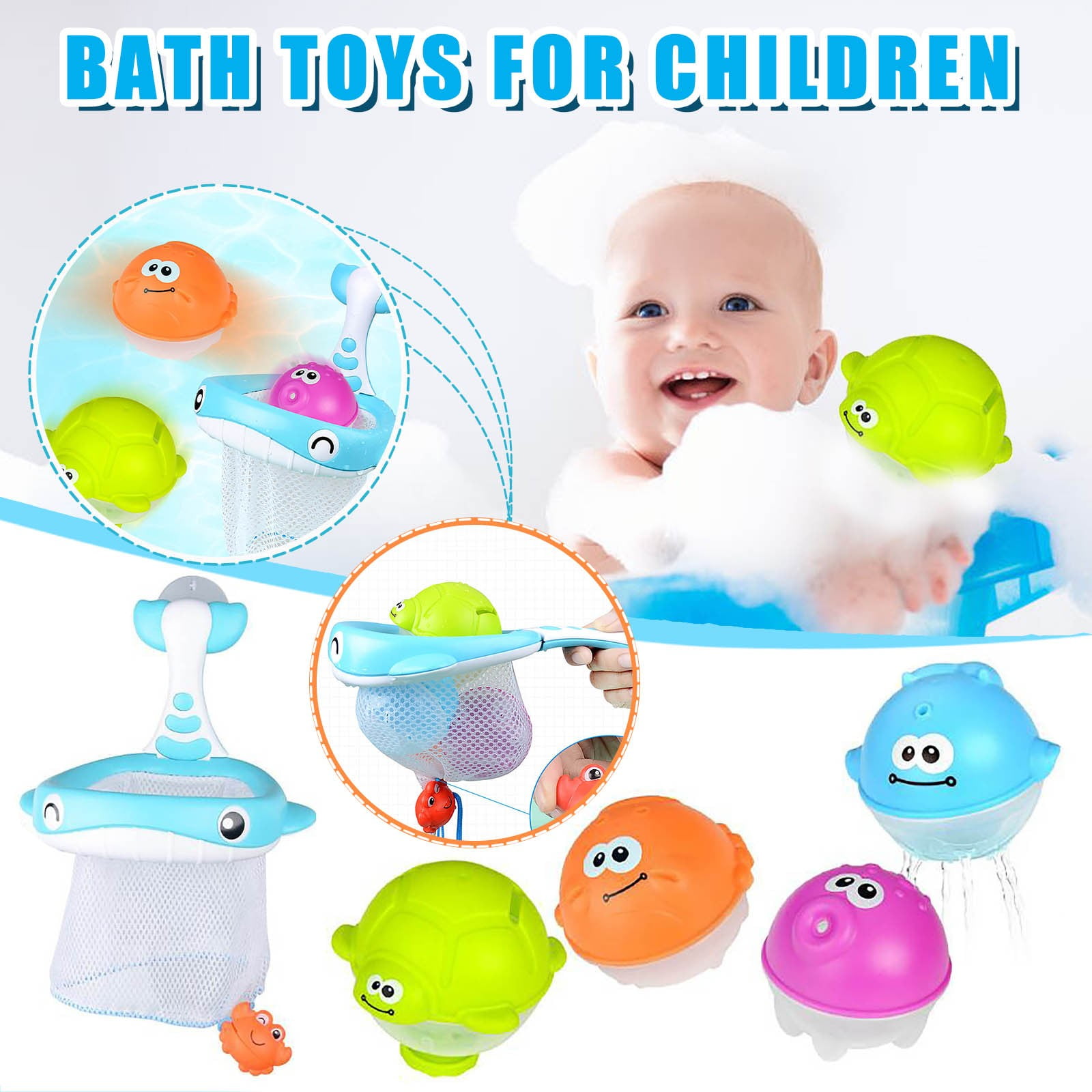 Mold Free Bath Toys Children Shooting Bag Toy Toy Bathtub Ball Net Set ...