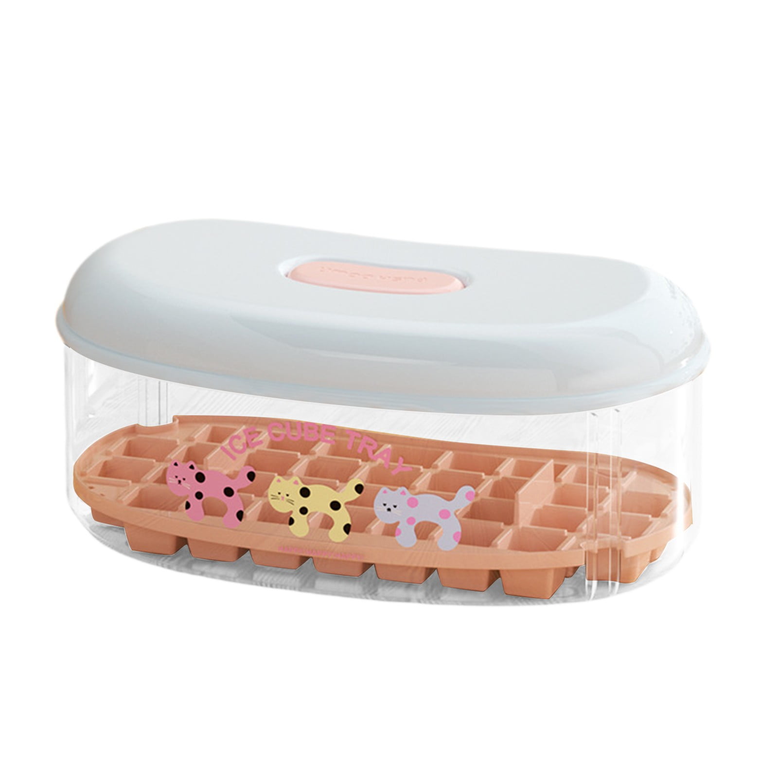 Mold Ice Making Press Refrigerator Ice Box,Household Food Grade Homemade Ice Storage Box with Lid,a Reusable Food Storage Container for Ice Cubes Freezer Organization and Cold Drinks