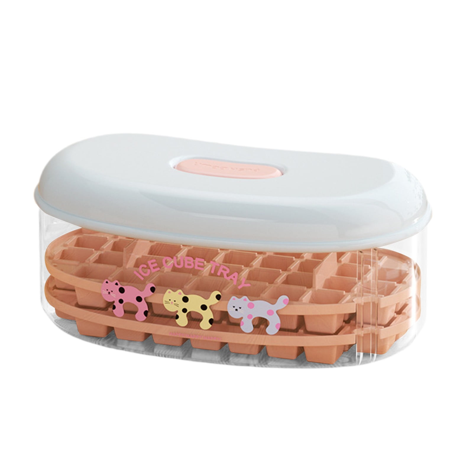 Mold Ice Making Press Refrigerator Ice Box,Household Food Grade Homemade Ice Storage Box with Lid,a Reusable Food Storage Container for Ice Cubes Freezer Organization and Cold Drinks