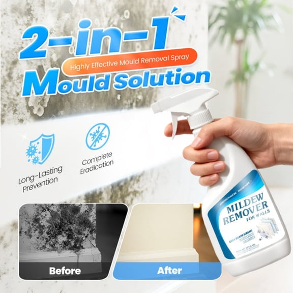 Mold Remover Spray Mildew Cleaner Deep Penetrating Solution, Fast Acting Stain Removal Prevent Regrowth Easy Spray Application, for Bathroom Wall Tile Grout Shower Home Cleaning