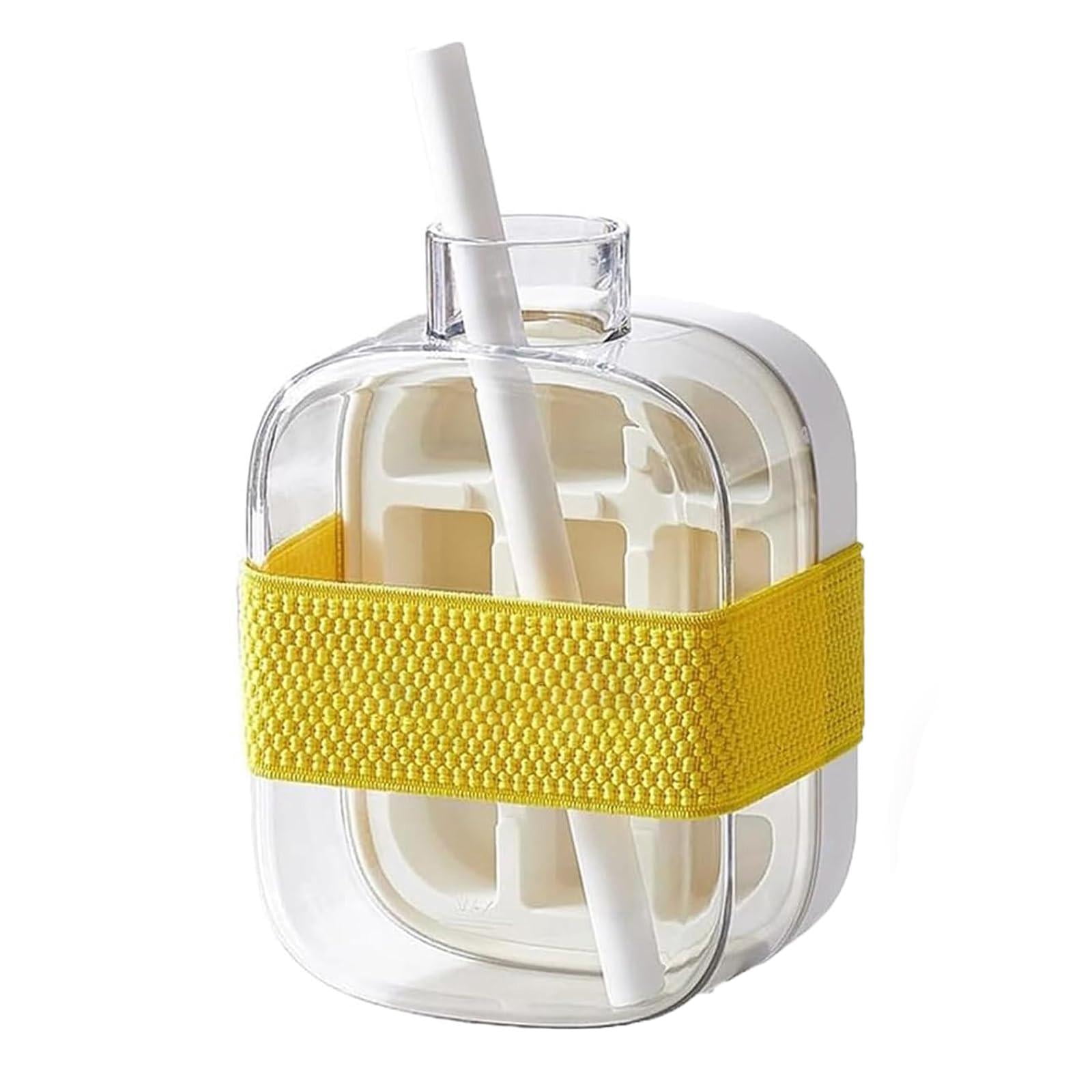 Mold Water Bottle with Straw - 500ml Capacity, White, Includes Built - in Ice Tray & Strap for Easy Carrying - for Home, Office, Travel, Gym, Picnics, Outdoor Activities
