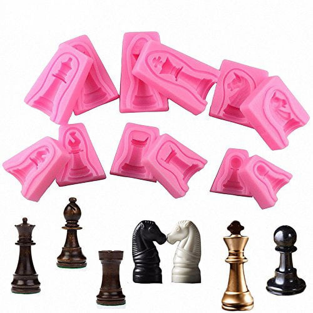 SYWAN 4pcs Chess Pieces Silicone Mold Epoxy Resin Craft Mold,3D  International Chess Silicone Resin Molds for DIY Clay Cake Art Craft Gift  Home