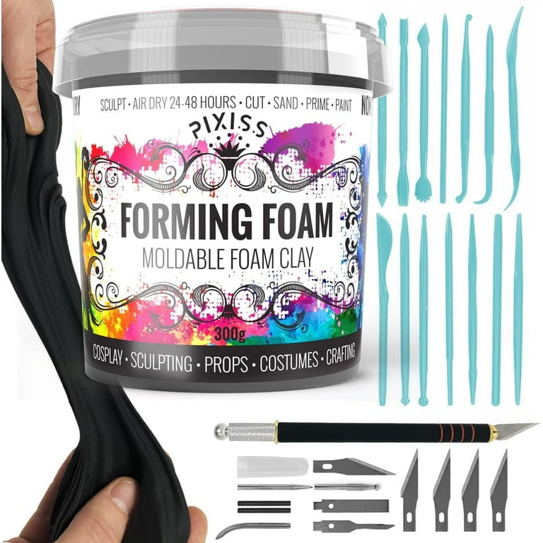  500g Cosplay Foam Clay,Lightweight Sculpting Foam, Air Dry Clay  for Cosplay and Costumes,Moldable Foam Clay for Intricate Designs, Cutting  or Rotary Tool, Sanding or Shaping (Black) : Arts, Crafts & Sewing