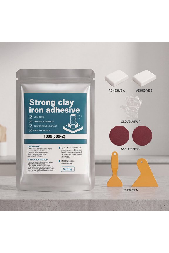 Moldable Epoxy Modeling Material Adhesive Kit, Epoxy Glue, 2 Part Epoxy, Epoxy Resin Kit, Includes 1 Pair of Heat Resistant Gloves, 2 Pieces of Sandpaper for Wood, 2 Shaping