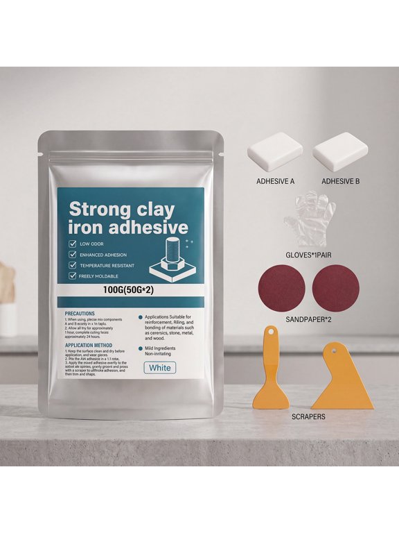 Moldable Epoxy Modeling Material Adhesive Kit, Epoxy Glue, 2 Part Epoxy, Epoxy Resin Kit, Includes 1 Pair of Heat Resistant Gloves, 2 Pieces of Sandpaper for Wood, 2 Shaping