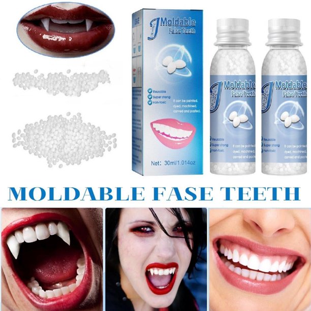 Moldable solid tooth glue film and television makeup denture