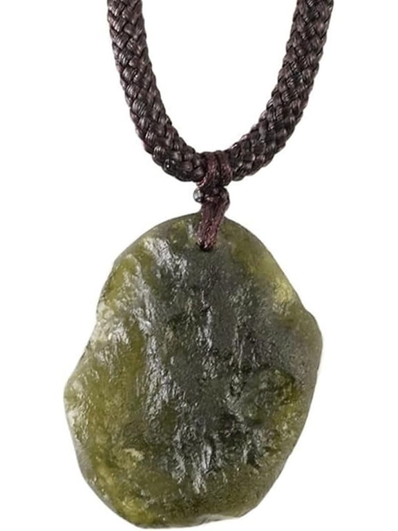 Moldavite Aerolitesl Crystal,Stone Pendant Czech Meteorite Pendants Fall Rough Gemstone Rope Necklace