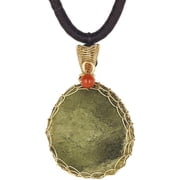 Moldavite Crystal 14K Gold Plated Necklace,Czech Meteorite Tektite Crystal Birthstone Necklace,Irregular Shape