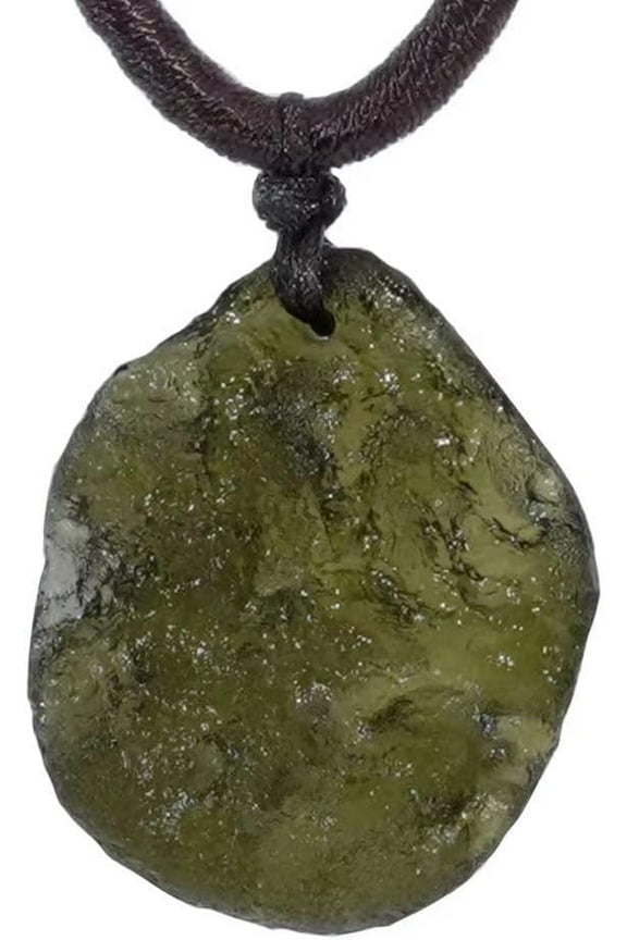 Moldavite Crystal Meteorite,Raw Stone Tektite Neckalce Czech Meteorite Pendants,Rough Gemstone Necklace,Green