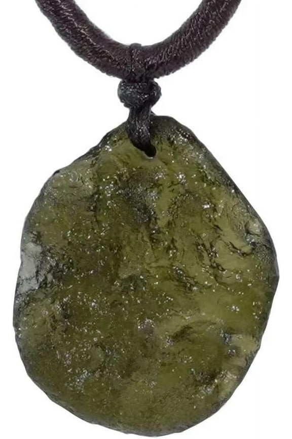 Moldavite Crystal Meteorite,Raw Stone Tektite Neckalce Czech Meteorite Pendants,Rough Stone Necklace,Green
