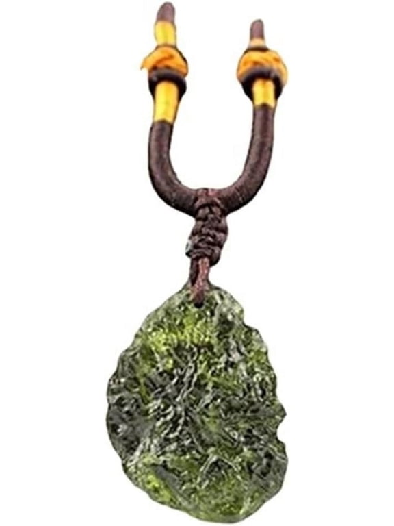 Moldavite Crystal Necklace,Moldavite Czech Certified Meteorite Stone Silver Pendant,Irregular Shape