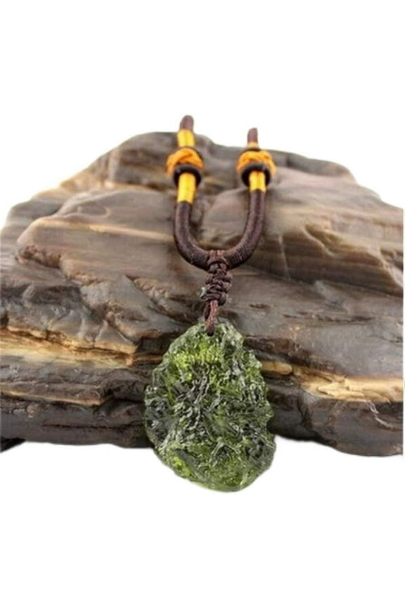 Moldavite Crystal Necklace Moldavite Pendant Czech Meteorite,Powerful Healing Chakra Stone for Men and Women