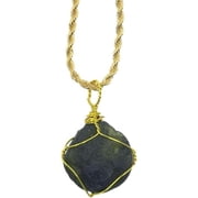 Moldavite Crystal Necklace,Raw Meteorite Irregular Tektite Necklace,Wire-Wrapped