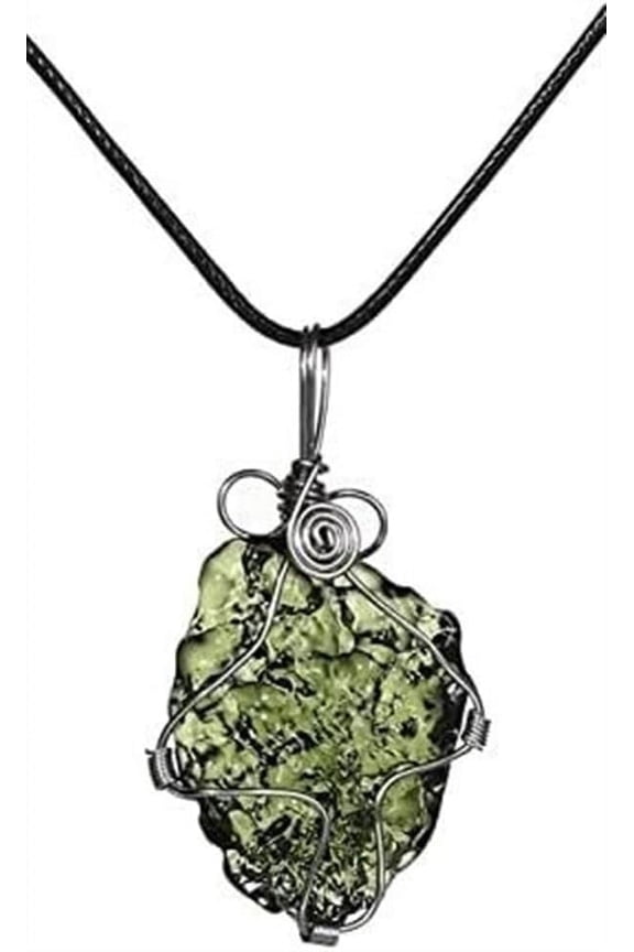 Moldavite Meteorit Crystal Necklace Moldavite Pendant Czech Meteorite For Men And Women,Irregular Shape