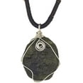 thumbnail image 1 of Moldavite Meteorite,Moldavite Czech Meteorite Stone Wire-Wrapped Necklace,Raw Green, 1 of 7