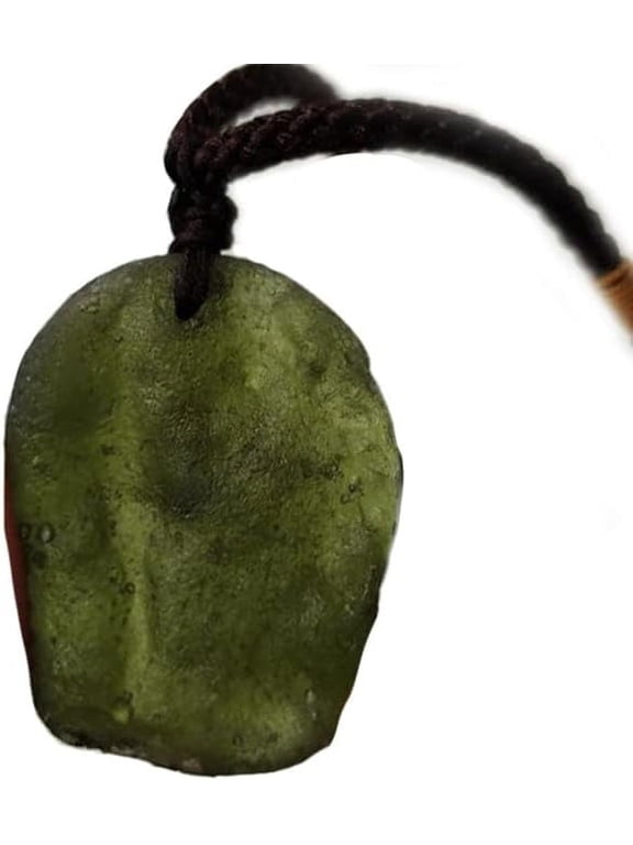 Moldavite Meteorite Raw Pendant Crystal Stone Pendant Yoga Mediation Birthstone Necklace(Green, Irregular Gemstone Pendant )