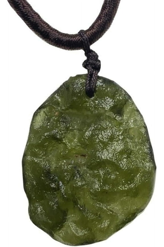 Moldavite Necklace,Raw Czech Meteorite Crystal,Irregular Tektite Healing Crystals Necklace,Green