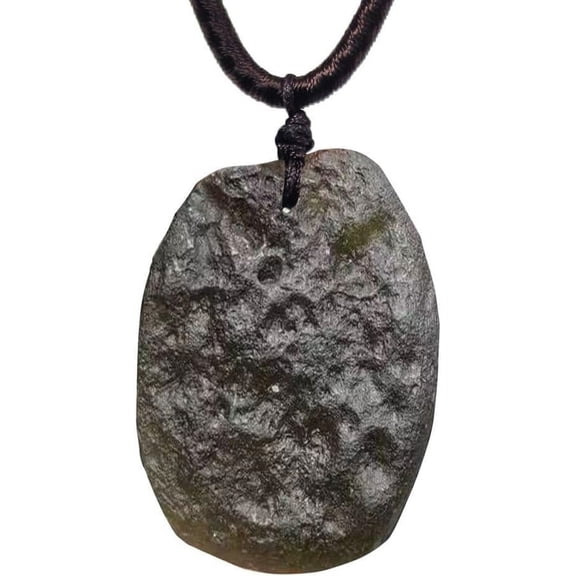 Moldavite Raw Stone Necklace,Czech Meteorite Healing Crystals And Stone Necklace,Irregular Shape