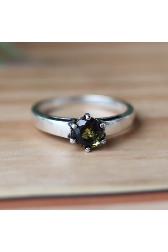 Moldavite Ring, 925 Silver Ring, Statement Ring, Prong Setting Ring, Minimalist Ring, Cocktail Ring, Pretty Ring, Boho Ring, Engagement Ring