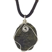 Moldavite Tektite Crystal Meteorite Necklace,Rough Moldavite Czech Wire-Wrapped Meteorite Necklace