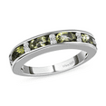 thumbnail image 1 of Birthstone Rings for Women Sterling Silver Band Eternity - Moldavite & White Zircon Ring in Platinum Plating Size 7 Gifts Birthday Christmas Gifts, 1 of 7
