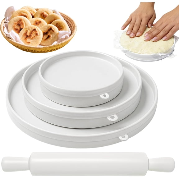 Molde para Arepas with Rodillo (Rolling Pin) 3 Sizes (5.9", 4.3", 3.1") & Double Thickness for Perfect Arepas Colombianas, Gorditas, and More Durable, Food-Safe, Easy-to-Clean Kitchen Tool