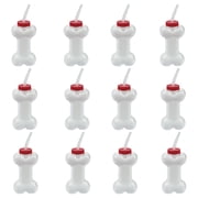 Molded Dog Bone Cups W/Straw (12 Count)