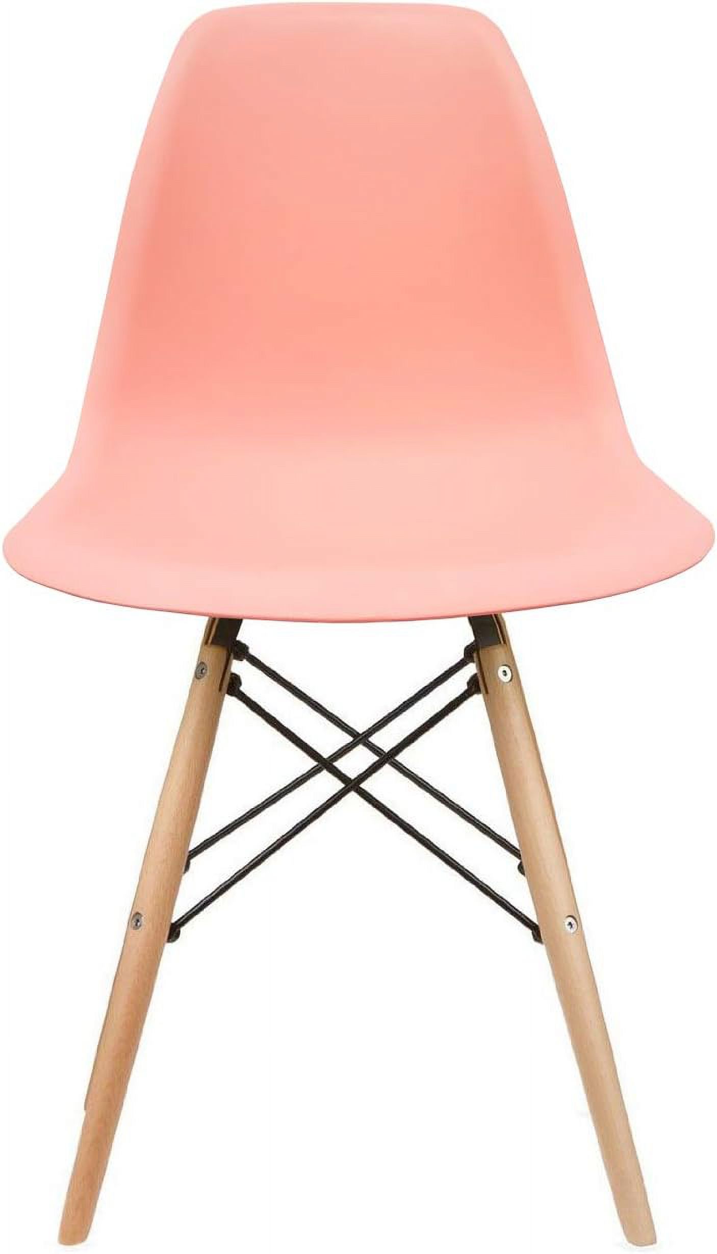 Molded Plastic Shell Bedroom Dining Side Ray Chair with Brown Wood