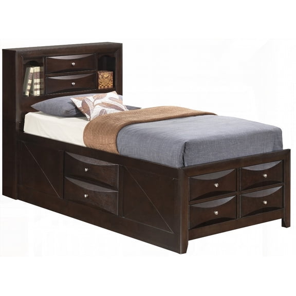 Molded Resin & Wood Veneer Bed - Twin Storage - Cappuccino