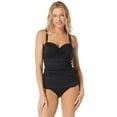 thumbnail image 1 of Coco Reef Women's Charisma Tie-Back Ruched Pleated Tankini Top (40DD, Black), 1 of 6